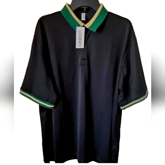 New! Lediney 2XL Men's Polo Golf Tennis Shirt. Regular Fit. Black. - Picture 3 of 9